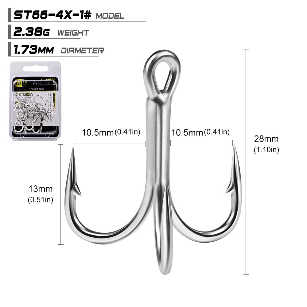 PROBEROS 10PCS Kail treble hook 4X Kail Pancing Bahan Carbon Steel KUP158
