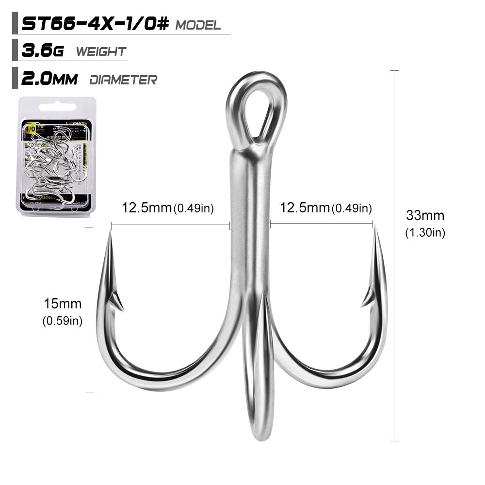 PROBEROS 10PCS Kail treble hook 4X Kail Pancing Bahan Carbon Steel KUP158